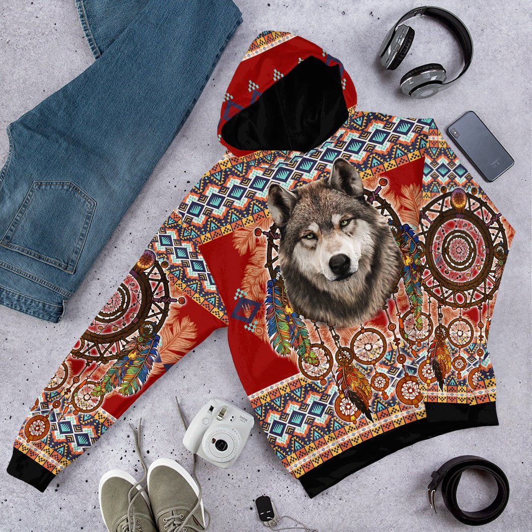 Gearhuman 3D Wolf Native American Tshirt Hoodie Apparel GB03033 3D Apparel