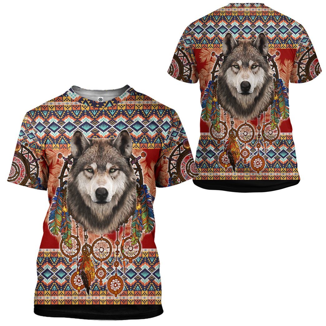 Gearhuman 3D Wolf Native American Tshirt Hoodie Apparel GB03033 3D Apparel