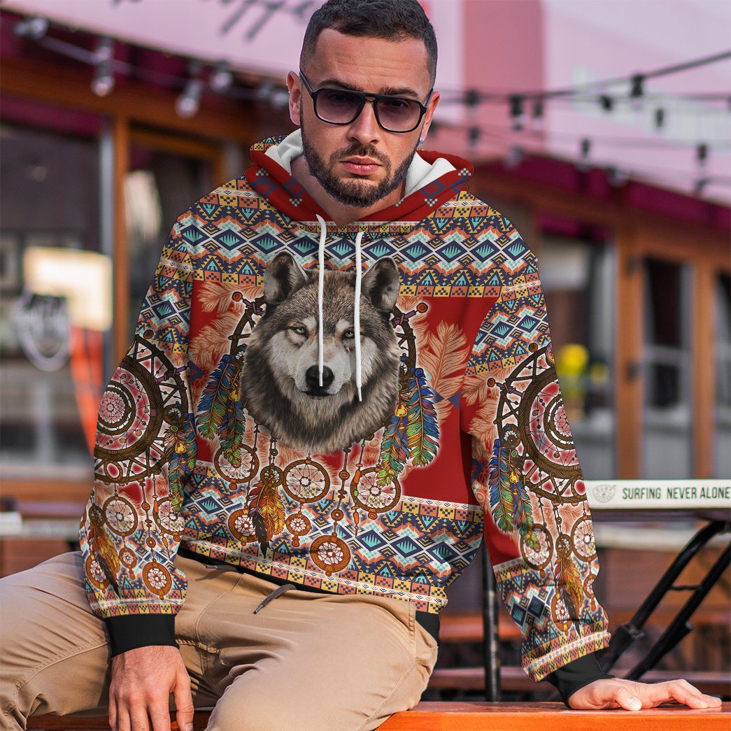 gear wolf Gearhumans 3D Wolf Native American Tshirt Hoodie Apparel
