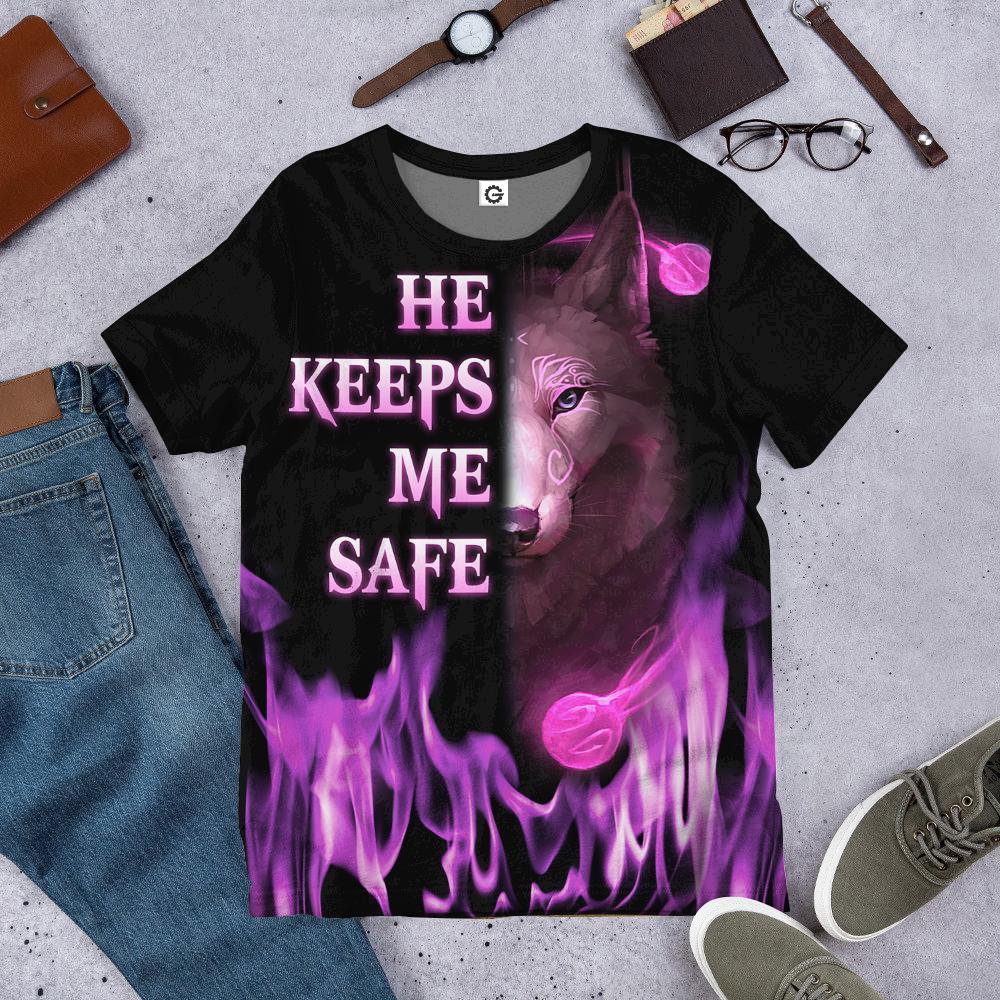 Gearhuman 3D Wolf Pink He Keep Me Safe Custom Tshirt Hoodie Apparel GK18012 3D Apparel 
