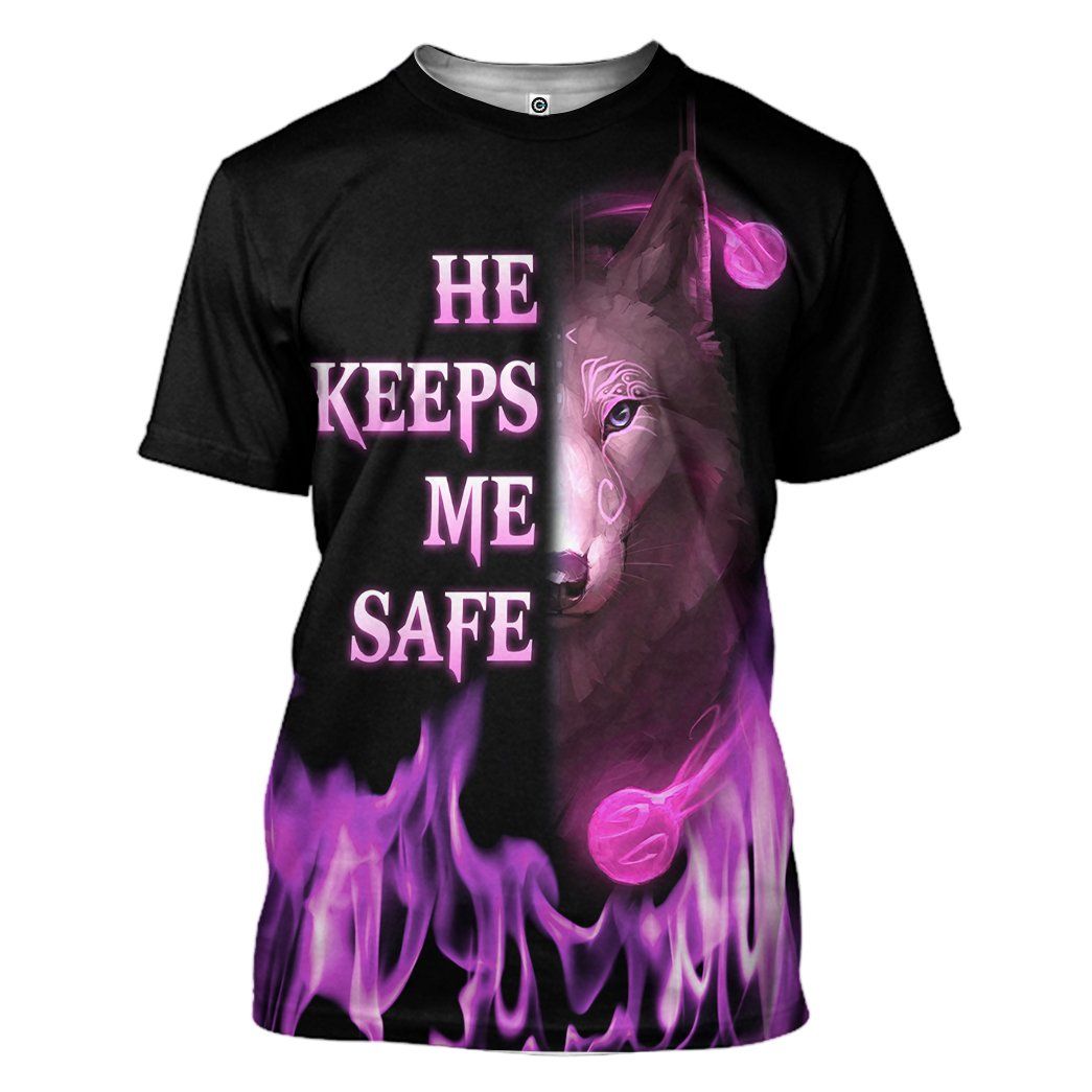 Gearhuman 3D Wolf Pink He Keep Me Safe Custom Tshirt Hoodie Apparel GK18012 3D Apparel T-Shirt S 