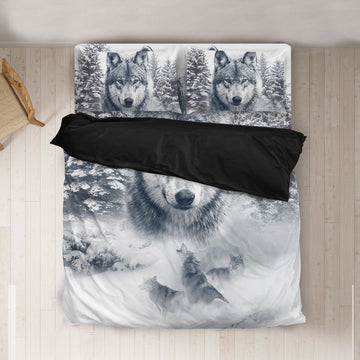 Gearhumans 3D Wolf Snow Bedding Set