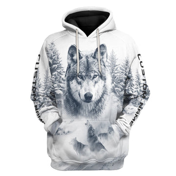 Gearhumans 3D Wolf Snow Custom Name Tshirt Hoodie Apparel