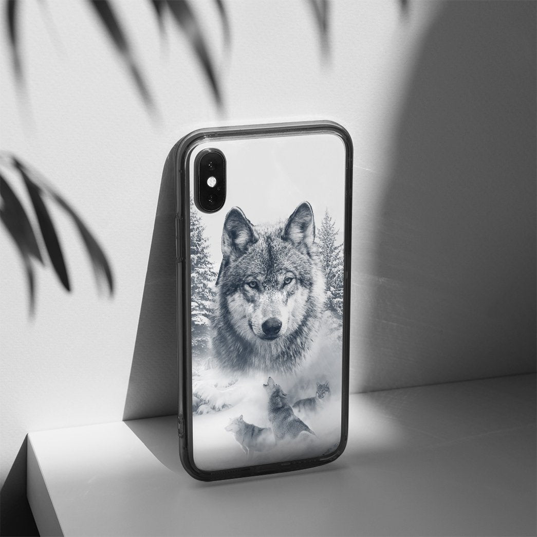 Gearhuman 3D Wolf Snow Phonecase GB11032 Glass Phone Case