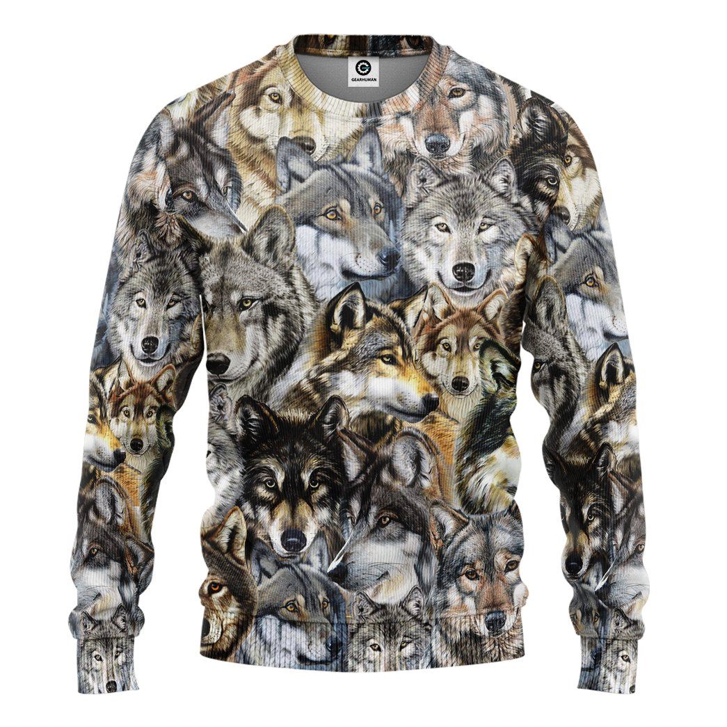 Gearhuman 3D Wolf Tshirt Hoodie Apparel GB24024 3D Apparel Long Sleeve S