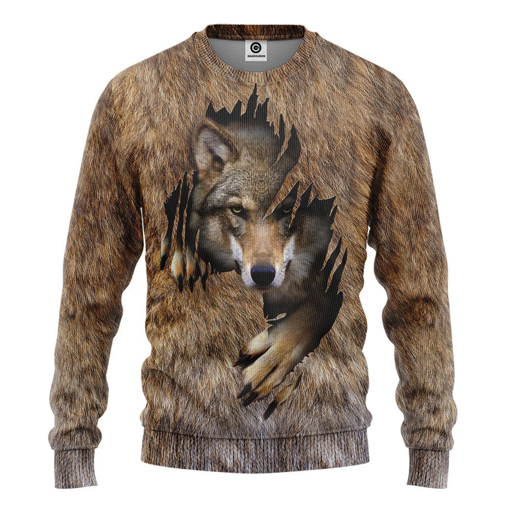 Gearhuman 3D Wolf Tshirt Hoodie Apparel GV09034 3D Apparel Long Sleeve S