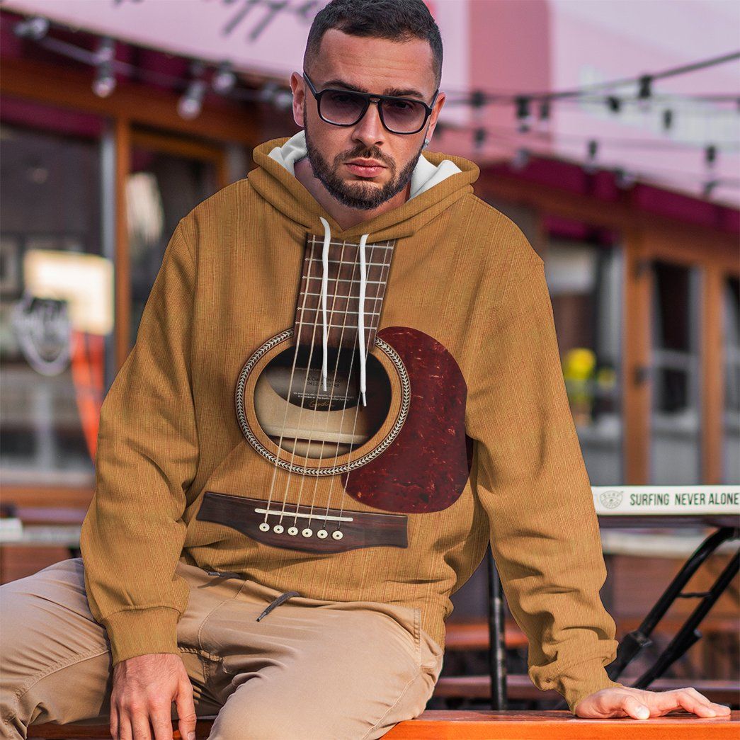 GearHuman 3D Wooden Guitar Custom Hoodies GR12011 3D Apparel 