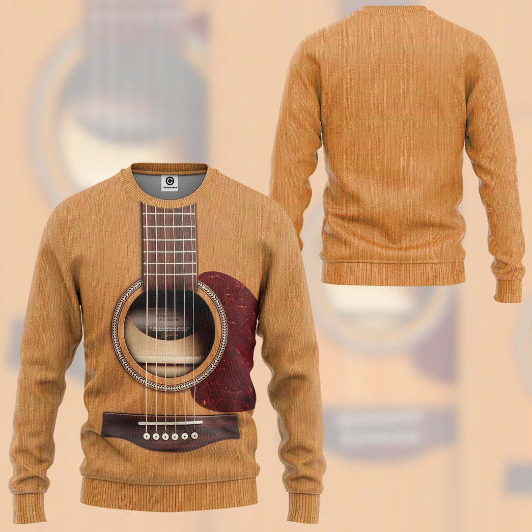 GearHuman 3D Wooden Guitar Custom Hoodies GR12011 3D Apparel 