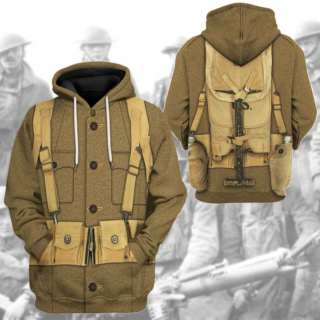 Gearhuman 3D WWI Soldier Custom Tshirt Hoodie Appreal CK19112 3D Apparel 