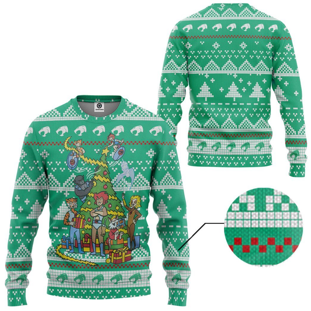 Gearhuman 3D Xmas Thundercats Ugly Christmas Sweater Custom Tshirt Hoodie Apparel GV30103 3D Apparel 