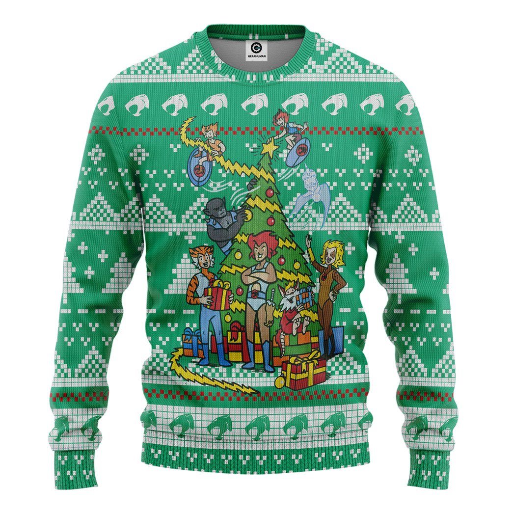 Gearhuman 3D Xmas Thundercats Ugly Christmas Sweater Custom Tshirt Hoodie Apparel GV30103 3D Apparel Long Sleeve S 