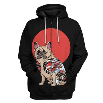 Gearhumans 3D Yakuza French Bull Dog Custom Hoodie Apparel