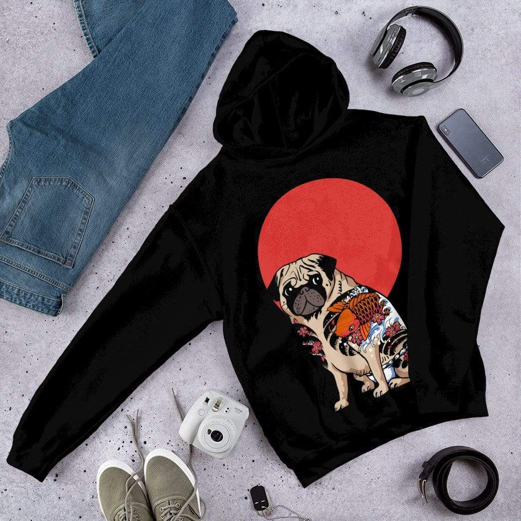 Gearhuman 3D Yakuza Pug Custom Hoodie Apparel GN17082 3D Custom Fleece Hoodies 