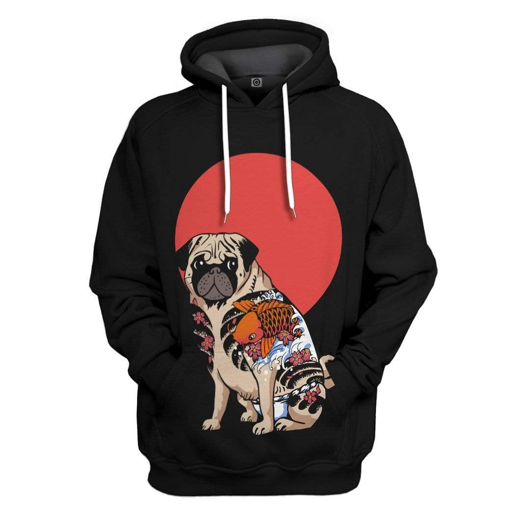 Gearhuman 3D Yakuza Pug Custom Hoodie Apparel GN17082 3D Custom Fleece Hoodies Hoodie S 