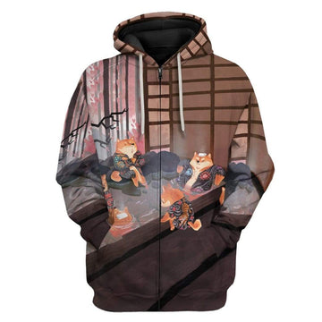 Gearhumans 3D Yakuza Shiba Inu Onsen Custom Hoodie Apparel