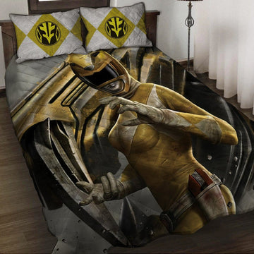 Gearhumans 3D Yellow Power Ranger Custom Quilt Set
