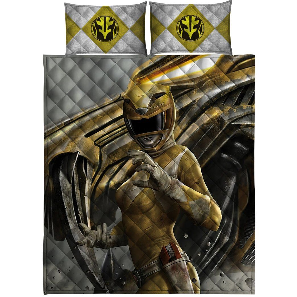 Gearhumans 3D Yellow Power Ranger Custom Quilt Set