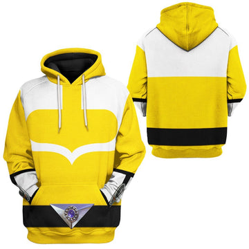 Gearhuman 3D Yellow Power Rangers Time Force Tshirt Hoodie Apparel GB15013 3D Apparel 