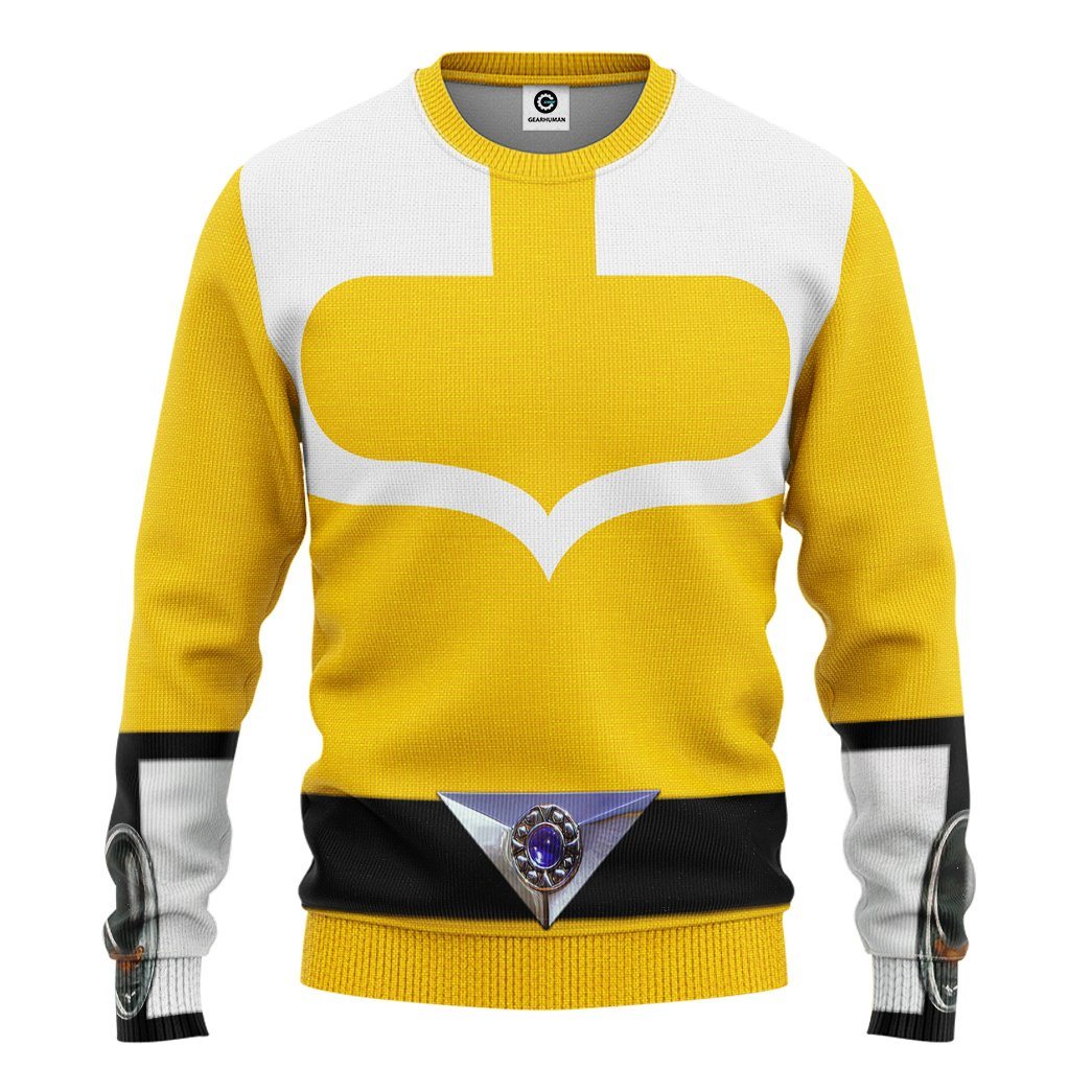 Gearhuman 3D Yellow Power Rangers Time Force Tshirt Hoodie Apparel GB15013 3D Apparel Long Sleeve S 