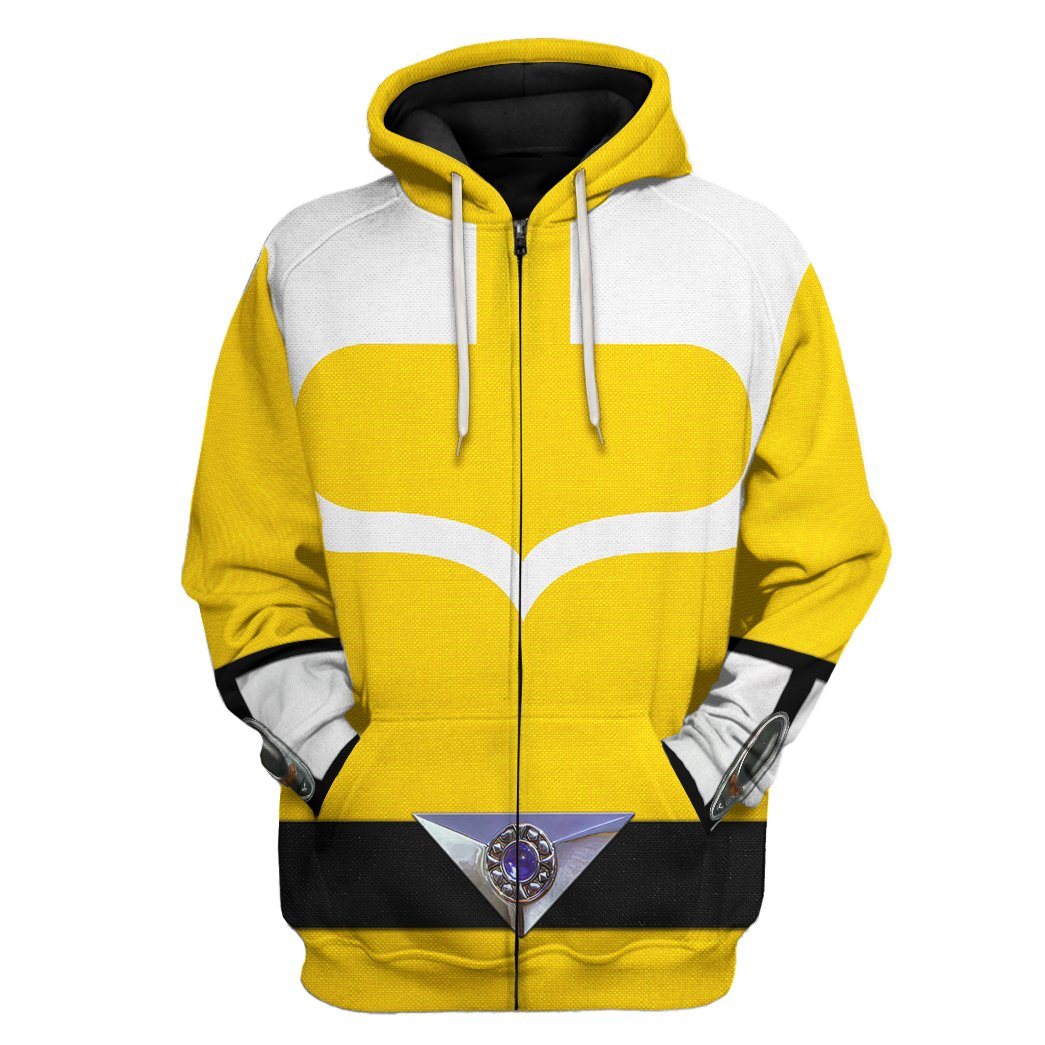 Gearhuman 3D Yellow Power Rangers Time Force Tshirt Hoodie Apparel GB15013 3D Apparel Zip Hoodie S 