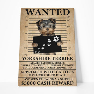 Gearhuman 3D Yorkshire Terrier Wanted Canvas GK260120 Canvas 1 Piece Non Frame M