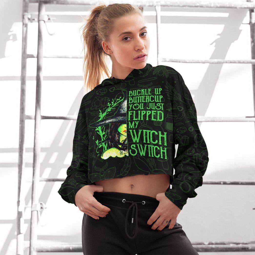 Gearhumans 3D You Just Flipped My Witch Switch Custom Crop Hoodie