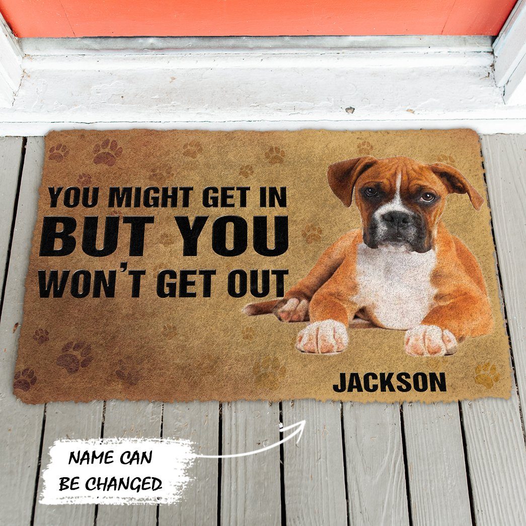 Gearhumans 3D You Might Get In Boxer Dog Custom Name Doormat