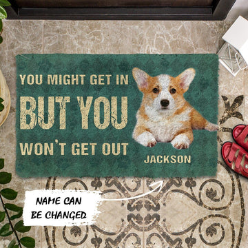 Gearhuman 3D You Might Get In But You Wont Get Out Pembroke Welsh Corgis Dog Doormat GV29016 Doormat