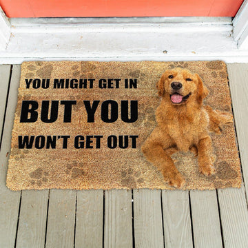 Gearhumans 3D You Might Get In Golden Retriever Custom Doormat