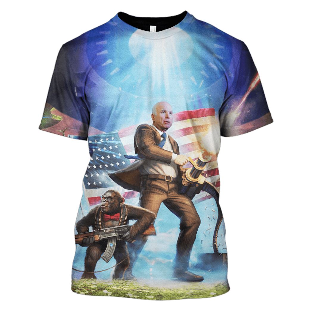 Gearhuman John McCain Hoodies T-Shirt Apparel POL101104 3D Custom Fleece Hoodies T-Shirt S 