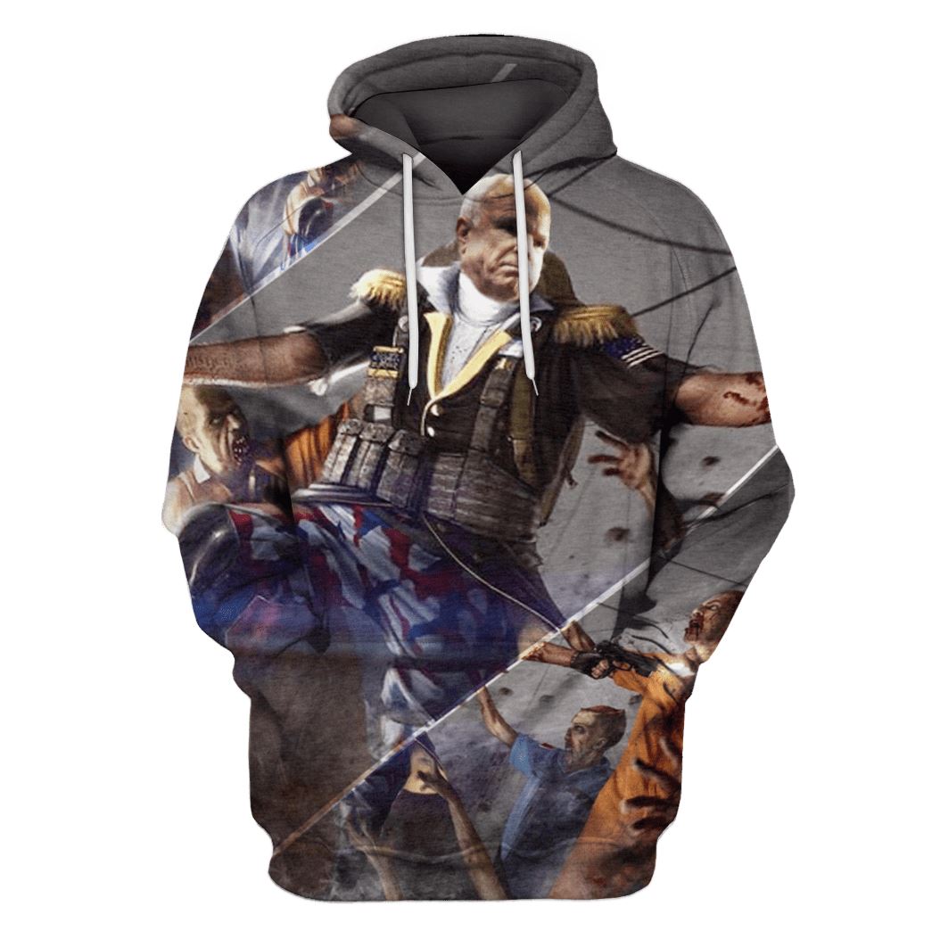 Gearhuman John McCain Versus Zombie Hoodies T-Shirt Apparel POL101101 3D Custom Fleece Hoodies Hoodie S 