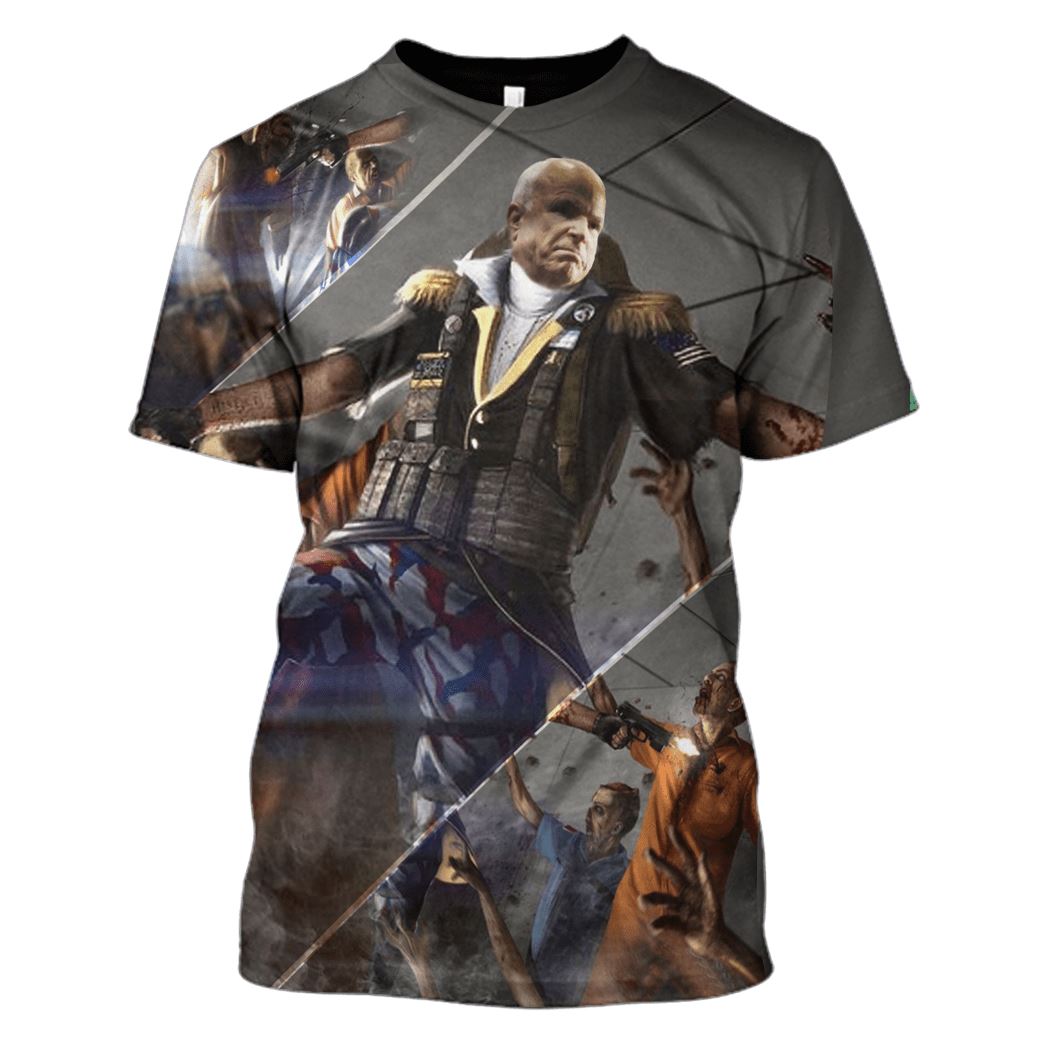 Gearhuman John McCain Versus Zombie Hoodies T-Shirt Apparel POL101101 3D Custom Fleece Hoodies T-Shirt S 