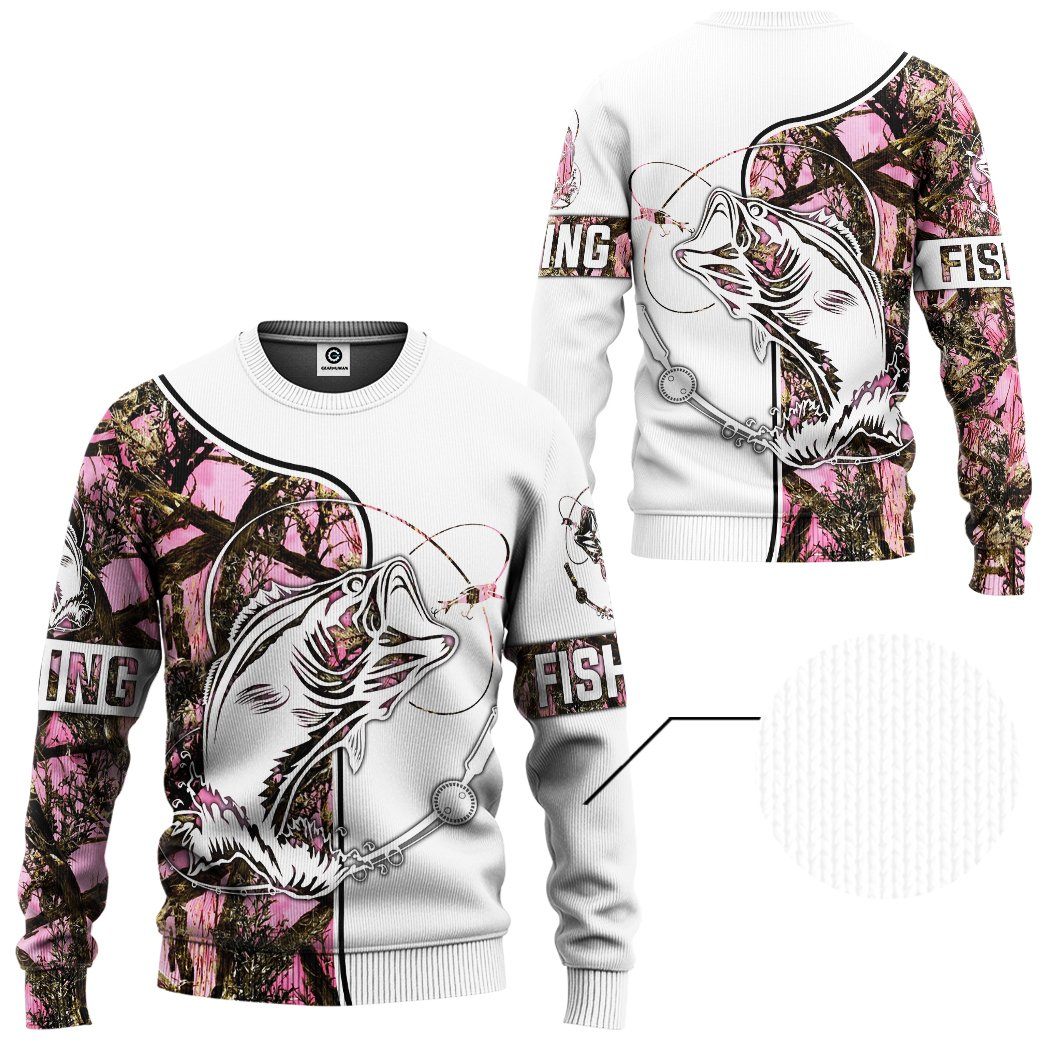 Gearhuman Pink Fishing Couple Tshirt Hoodie Apparel GB08015 3D Apparel Long Sleeve S 