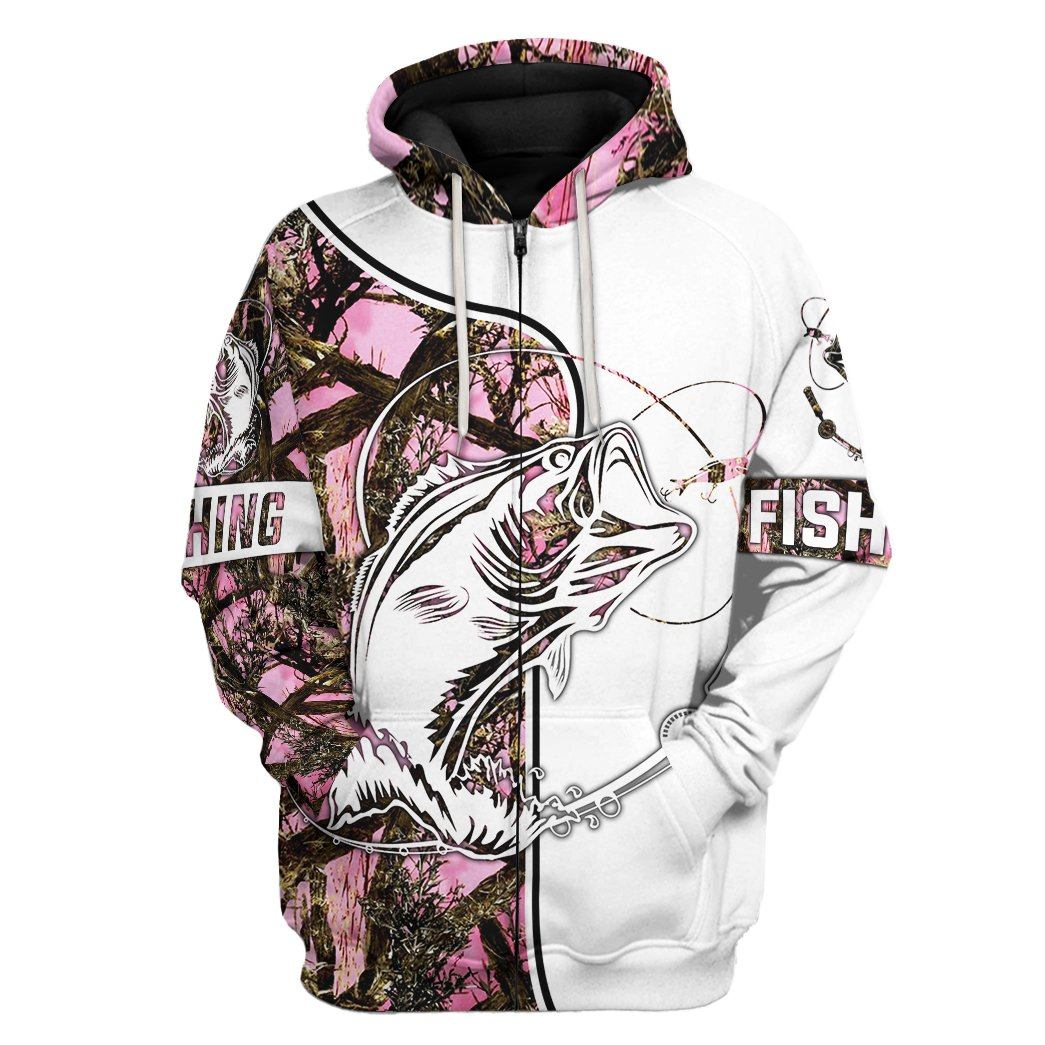 Gearhuman Pink Fishing Couple Tshirt Hoodie Apparel GB08015 3D Apparel Zip Hoodie S 
