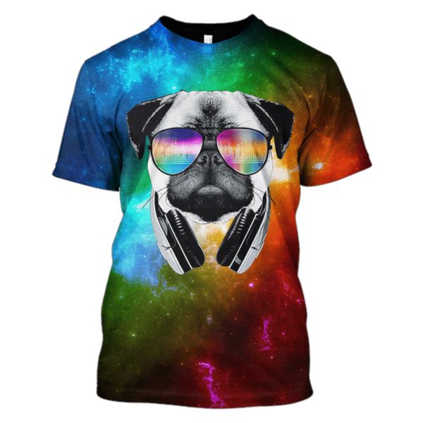 Gearhuman PUG Galaxy Hoodies - T-Shirt Apparel PET101101 3D Custom Fleece Hoodies T-Shirt S 