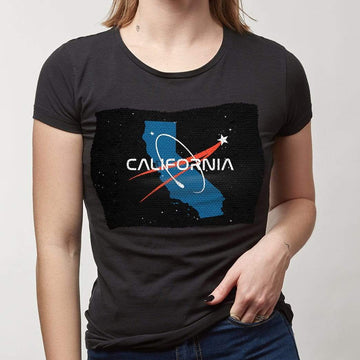 Gearhumans Sequin Print Women T-shirt USA California