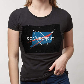 Gearhumans Sequin Print Women T-shirt USA Connecticut