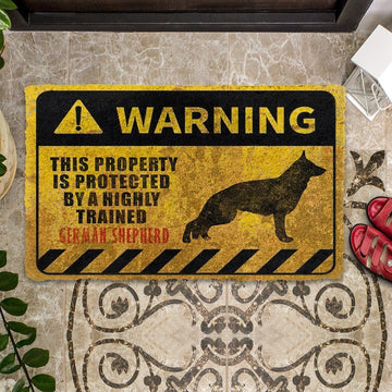 Gearhuman This Property Is Protected By A Highly Trained German Shepherd Doormat