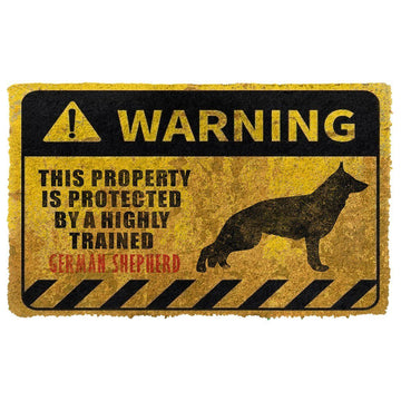 Gearhuman This Property Is Protected By A Highly Trained German Shepherd Doormat