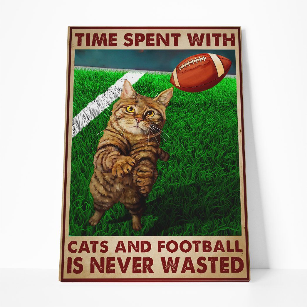 Gearhuman Time Spent With Cats And Football Custom Canvas GB29014 Canvas 1 Piece Non Frame M
