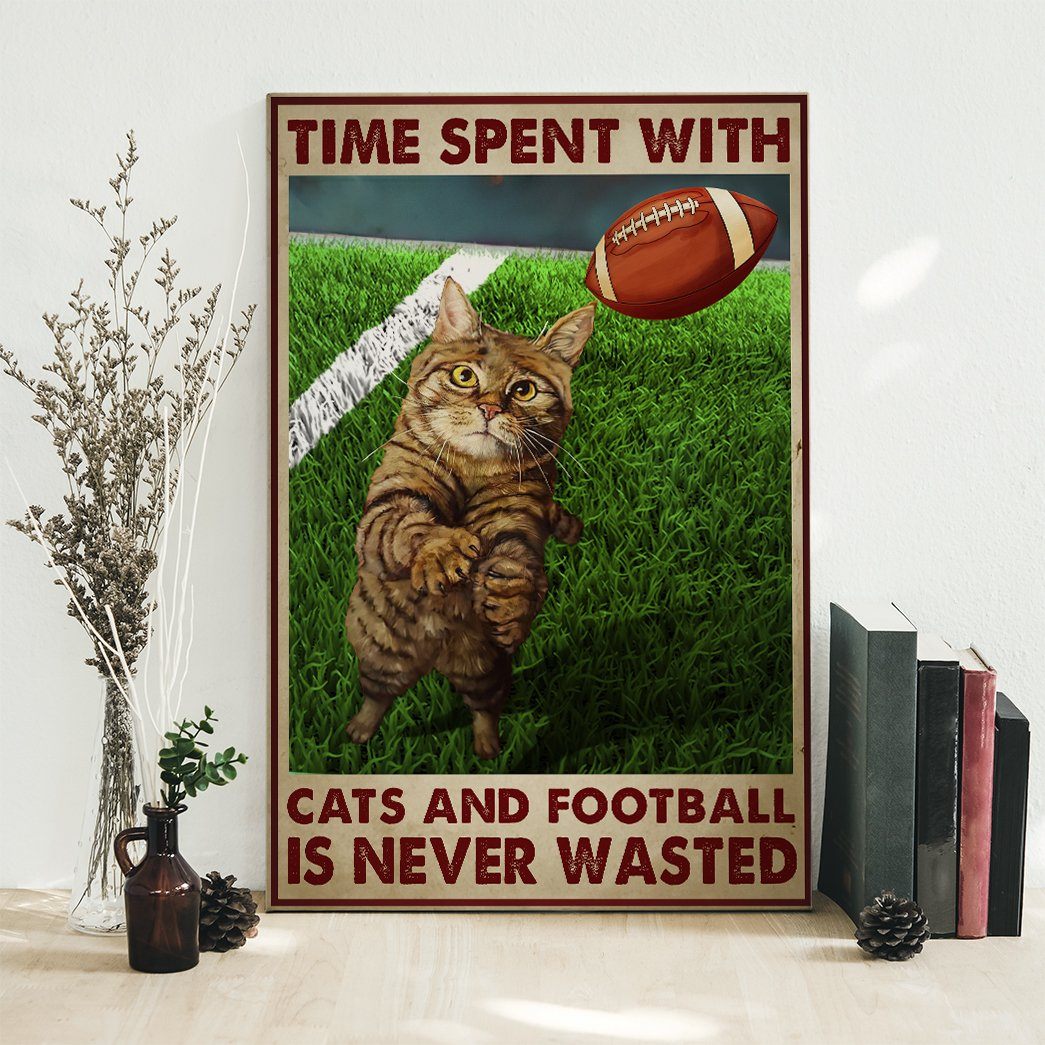 Gearhuman Time Spent With Cats And Football Custom Canvas GB29014 Canvas
