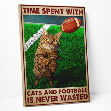 Gearhumans Time Spent With Cats And Football Custom Canvas