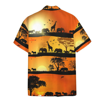 Gearhuman Wild Animals In Sunset Hawaii Shirt ZK30062110 Short Sleeve Shirt 