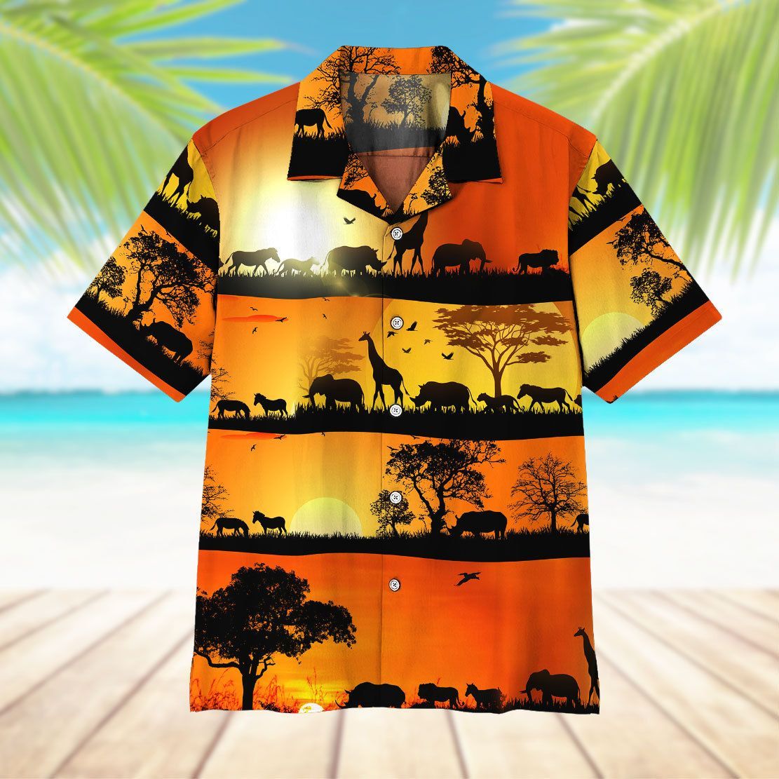 Gearhuman Wild Animals In Sunset Hawaii Shirt ZK30062110 Short Sleeve Shirt 