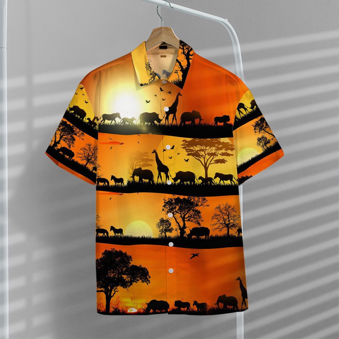 Gearhuman Wild Animals In Sunset Hawaii Shirt ZK30062110 Short Sleeve Shirt 