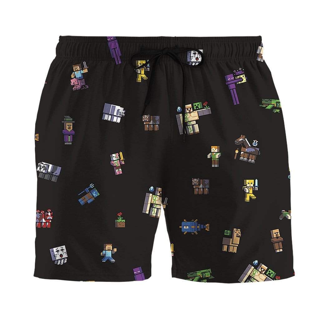 Gearhumans 2D Minecraft Characters Custom Beach Shorts