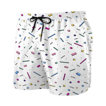 Gearhumans 3D 80s Style Memphis Pattern Custom Beach Shorts Swim Trunks