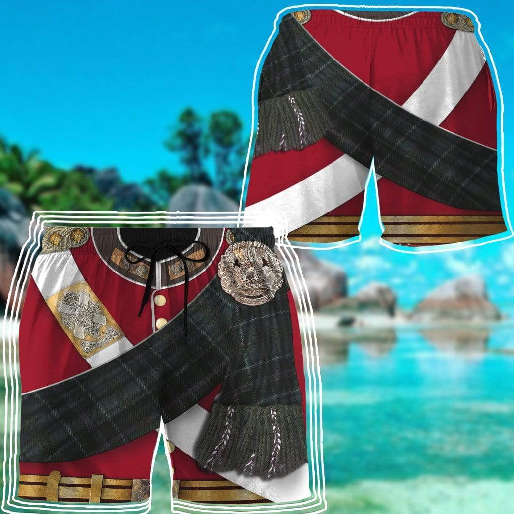 Gearhumans 3D A Scottish Uniform Of A Lieutenant Custom Beach Shorts Swim Trunks GV100719 Men Shorts