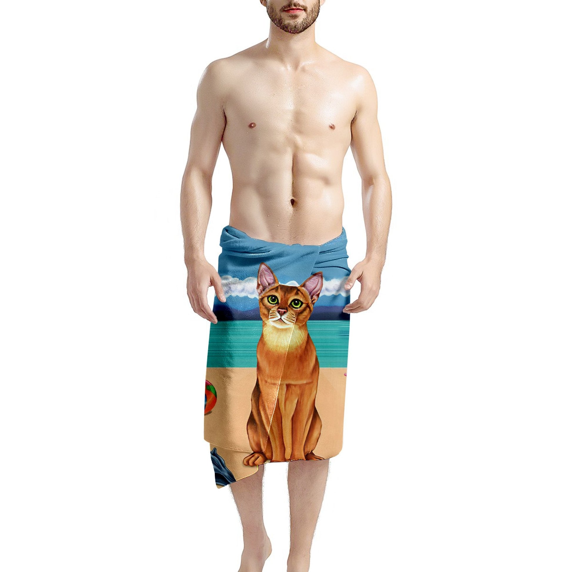 Gearhumans 3D Abyssinian Cat Custom Beach Towel GW1105215 Towel 