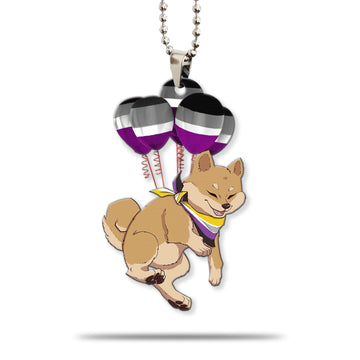Gearhumans 3D ACE Pride Shiba Inu Fly With Balloons Custom Car Hanging